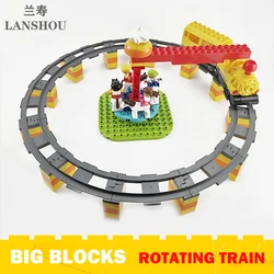 Big Size Building Blocks Moc Fun Electric Rotating Train Park Circular Orbit Accessories Bricks Kids Girls Diy Assemble Toys