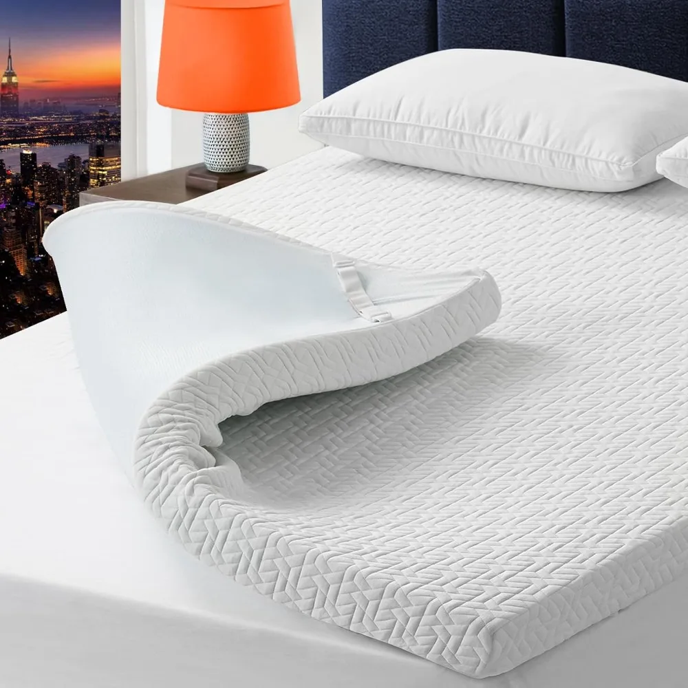 

3 Inch Gel Memory Foam Cooling Mattress Topper Queen, Mattress Pad Cover for Pressure Relief, Good Support, Mattress