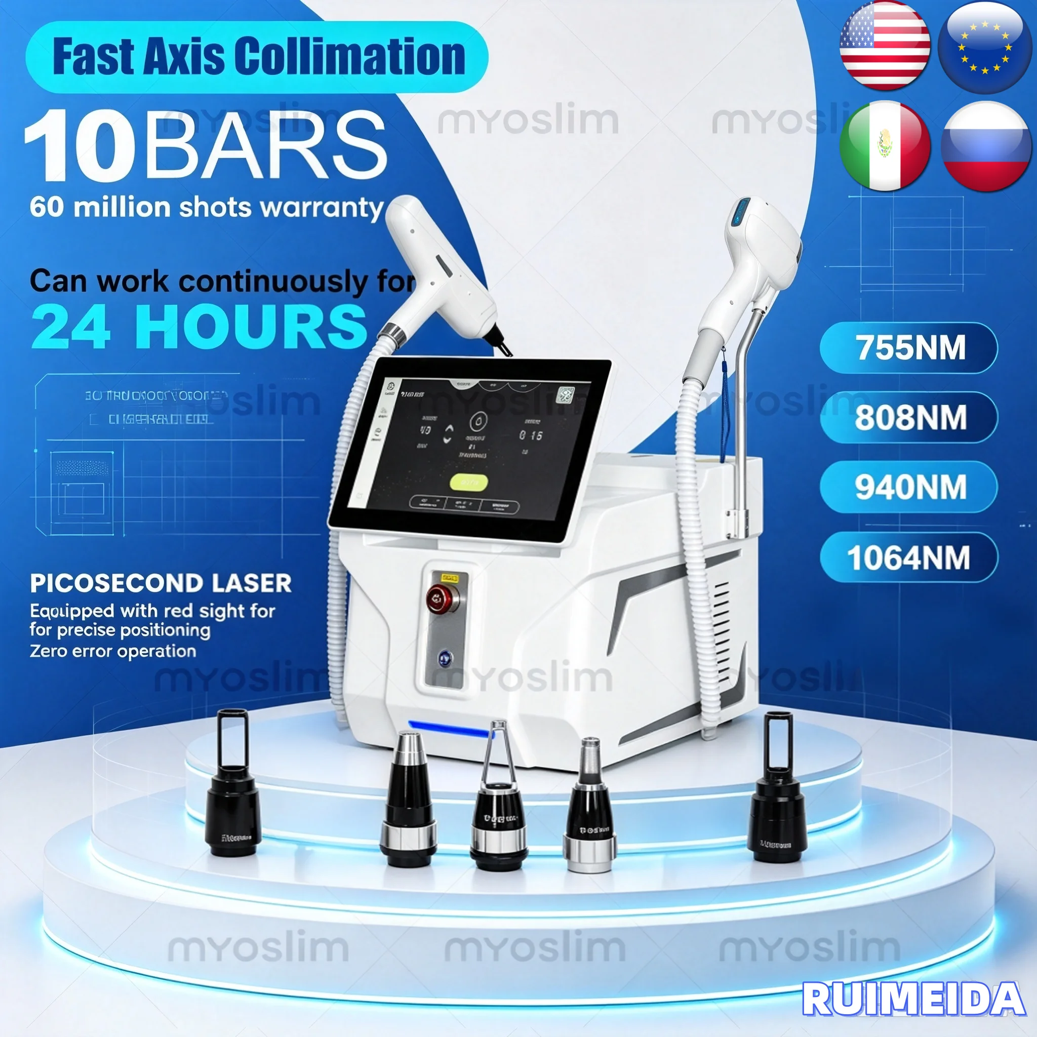 6000W Soprano Lase 2 in 1 808+ Picosecond Diode Hair Removal Device Picosecond Lase Tattoo Removal Permanent Hair Removal