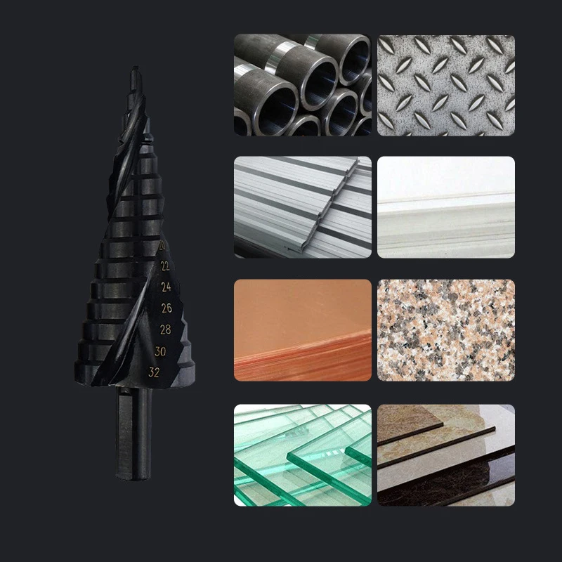 4-12 4-20mm 4-32mm HSS Cobalt Step Drill Bit Set Nitrogen High Speed Steel Spiral for Metal Cone Triangle Shank Hole Metal Drill