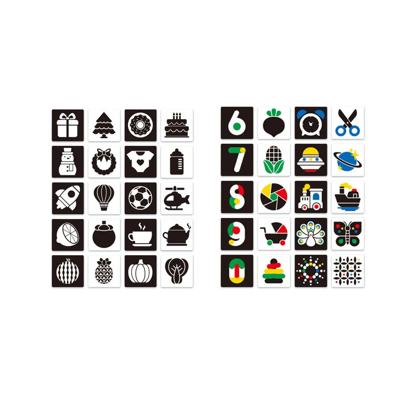 Cartes de contraste pour bébé Flashcard à contraste élevé, cartes de simulation visuelles de tri des couleurs portables pour la Concentration préscolaire