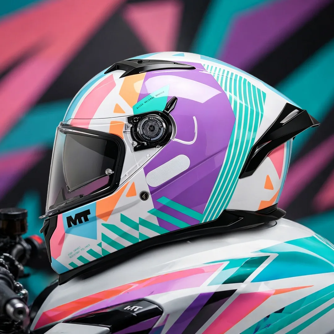 Mt Braker Sv Motorcycle Helmet New Gloss Full Face with Large Spoiler and Mask Quick Release Double Visors for Motocross Racing
