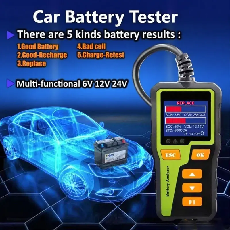 

BT30 Прибор для диагностики неисправностей автомобильного аккумулятора Многофункциональный детектор автомобильного аккумулятора Анализатор аккумулятора используется для проверки двигателя автомобиля