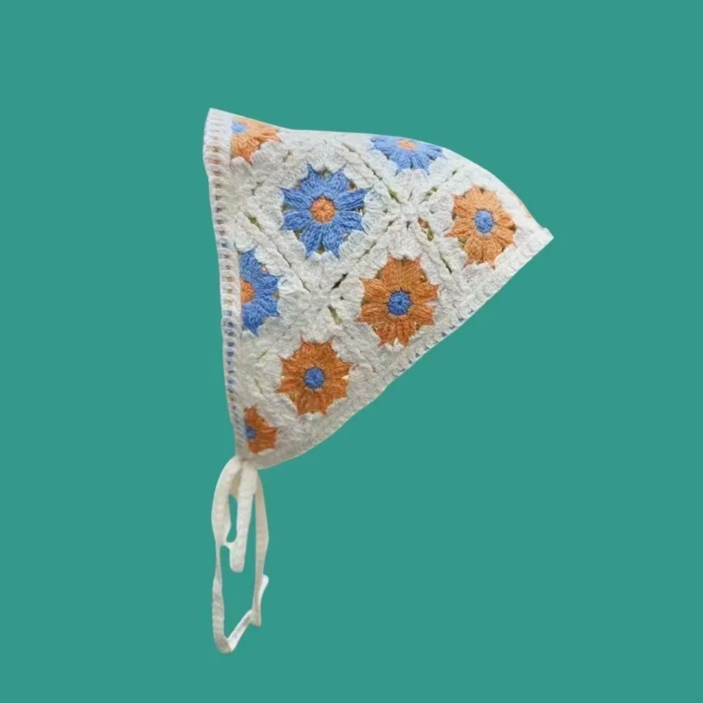 แฟชั่นโครเชต์ Turban ถักสไตล์วินเทจแถบคาดศีรษะผ้าพันคออุปกรณ์เสริมผมดอกไม้ที่มีสีสันผ้าพันคอผมสําหรับหญิงสาว
