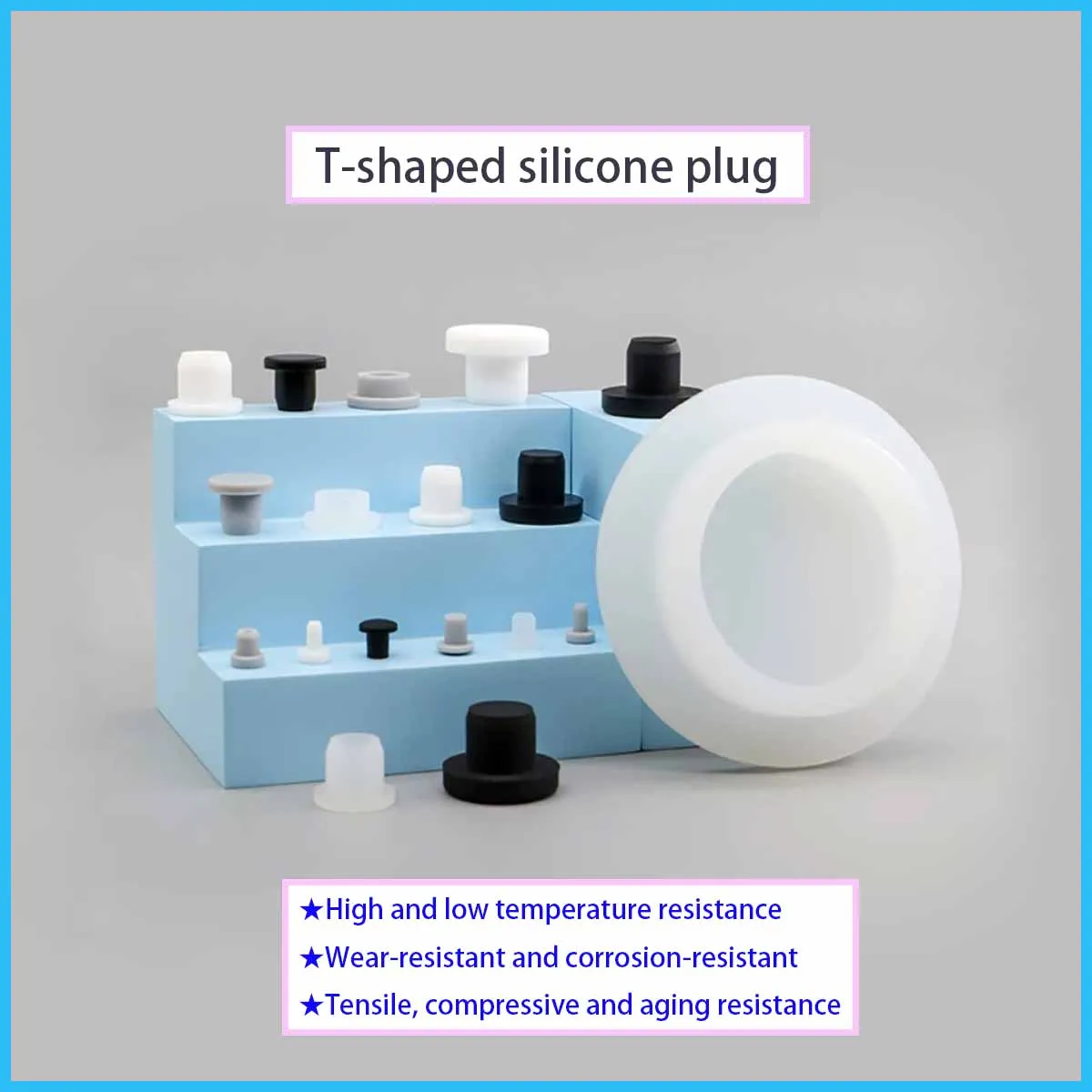 Silicone waterproof sealing plug, T-shaped soft rubber leak-proof cover, round hole plug