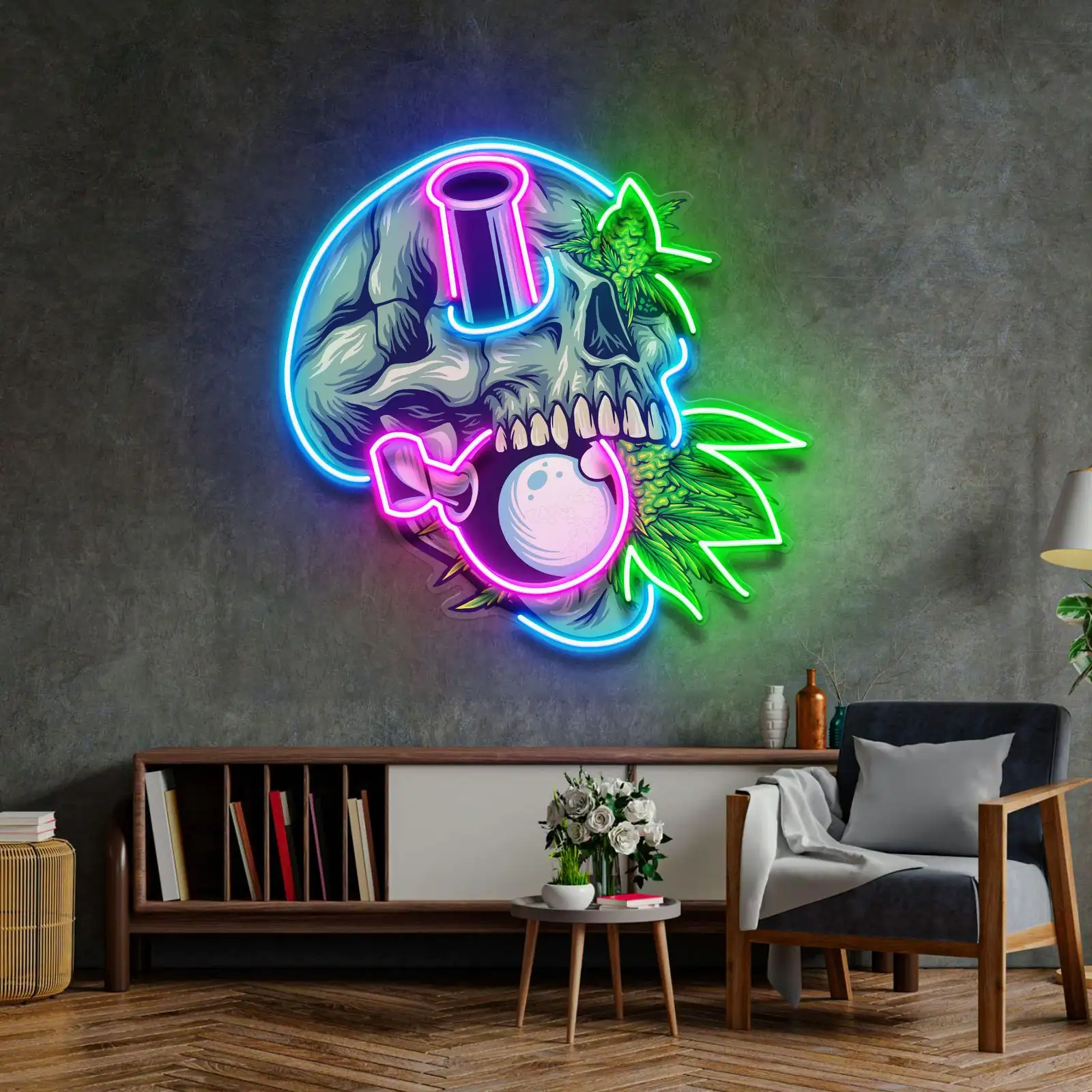 Stone Skull Neon Sign Aesthetics Wall Decor Anime Bedroom Game Room Sign Bar Beer Club Neon Cool Birthday Gift Man Cave Sign