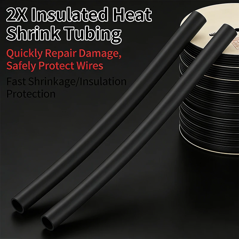 

200 Meters Heat Shrinkng Tube 2:1 Polyolefin Shrinkable Tubing Insulating Cable Sleeve Black Colorful Diameter 1/1.5/2/2.5/3mm