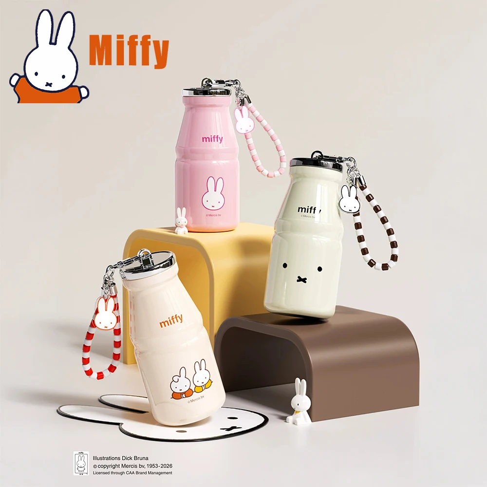 Thermos Kawaii en forme de bouteille de lait Miffy, mignon, en acier inoxydable, isolé, portable, mini-gobelet anti-fuite, cadeau pour fille