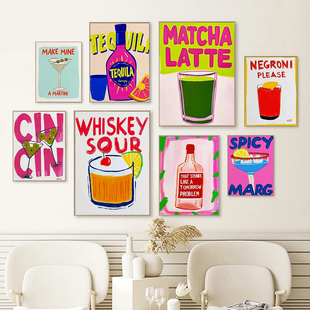 Negroni Whiskey Art Print Retro Cocktail Illustration for Bar, Kitchen, or Home Decor, Perfect for Vintage and Cocktail Lovers
