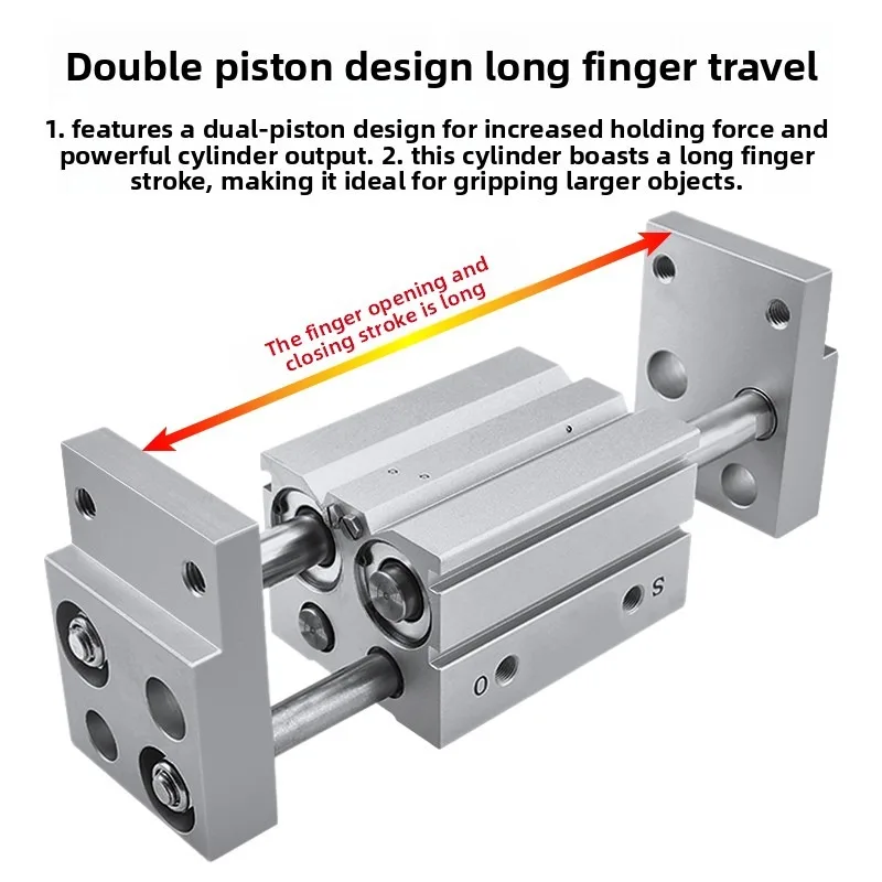Wide Wide Large Diameter Finger Cylinder Air Claw Clamp