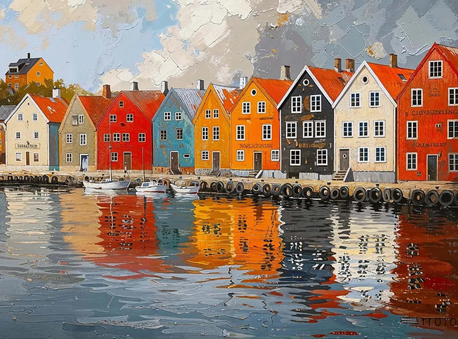 Colorful Waterfront Wooden Houses Wooden Jigsaw Puzzle 1000 Pieces Hotel Corridor Art Decor Adult Relax Game Souvenir Gift
