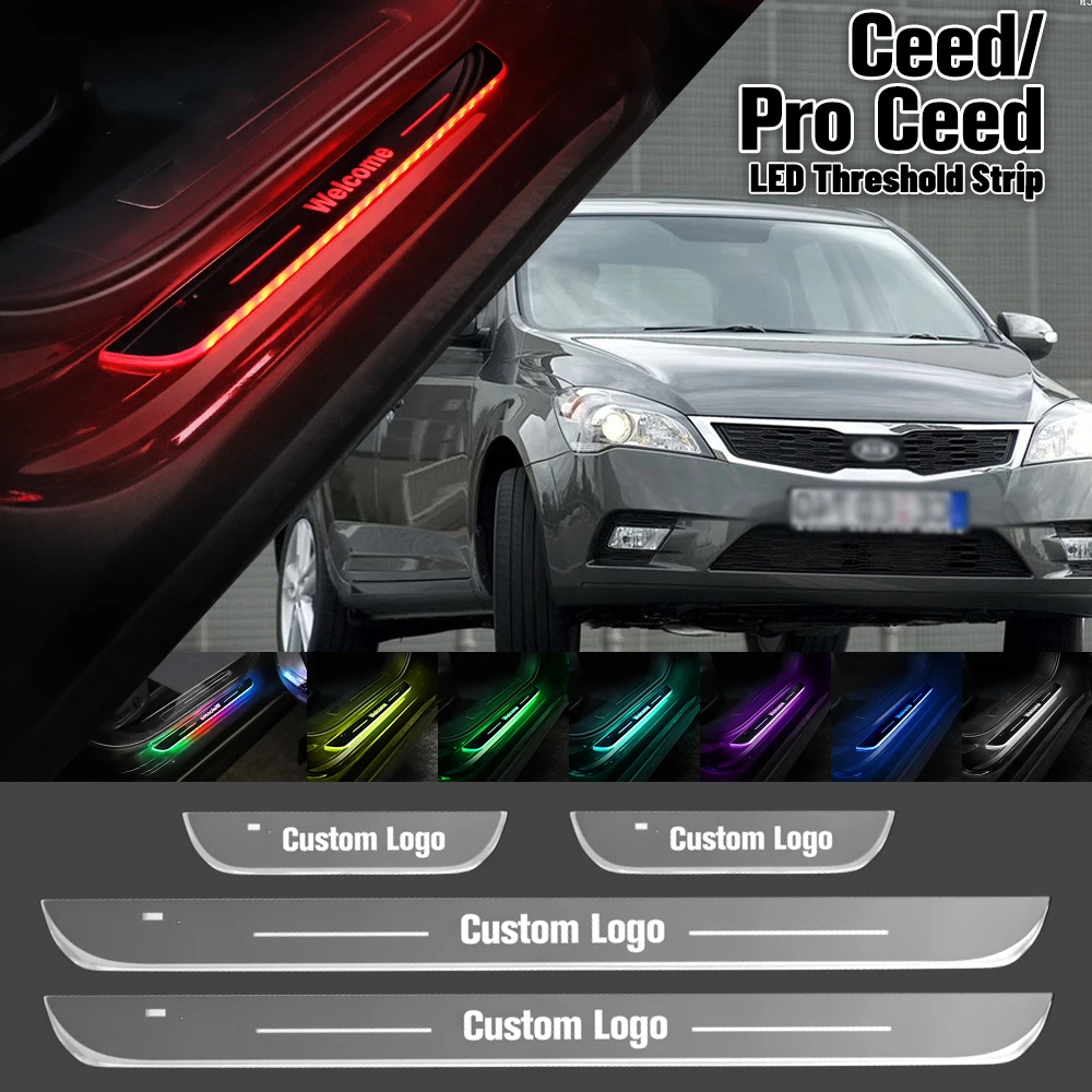 

For Kia Ceed Pro Ceed 2006-2023 Car Door Sill Light Customized Logo LED 2017 2019 2020 Welcome Threshold Pedal Lamp Accessories