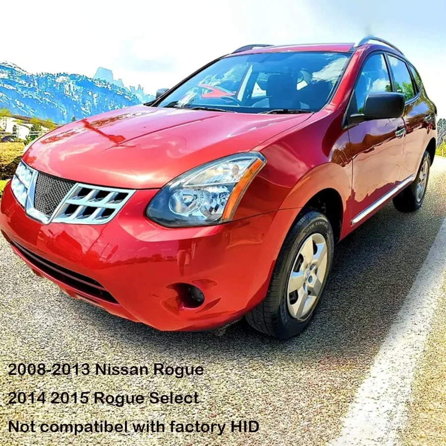 مجموعة المصابيح الأمامية لاستبدال المصابيح الأمامية نيسان روج هالوجين 2008-2013، مصباح أمامي غير مخفي، زاوية كهرمانية سوداء