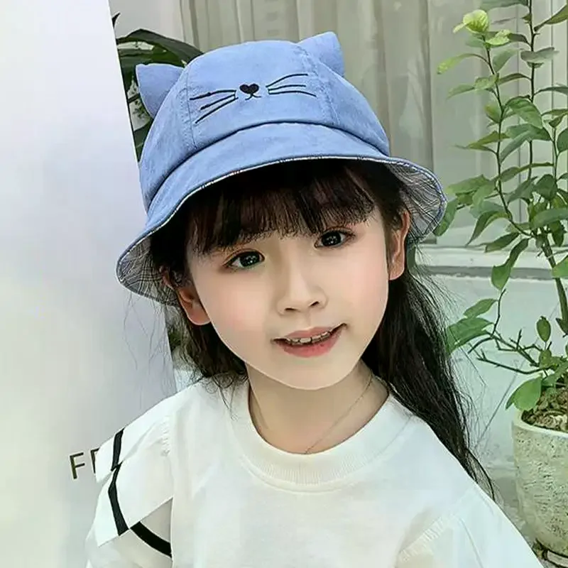 Cute Baby Hat With Cat Design Japanese Style Sun Protection Hat For Summer