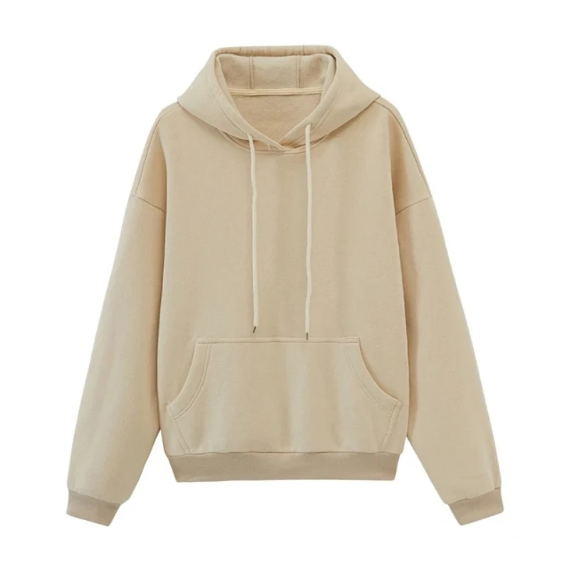 Daily Casual Women Hoodie Multi‑color Solid Raglan Sleeve Drawstring Kangaroo Pocket Long Sleeve Pullover Sweatshirtb