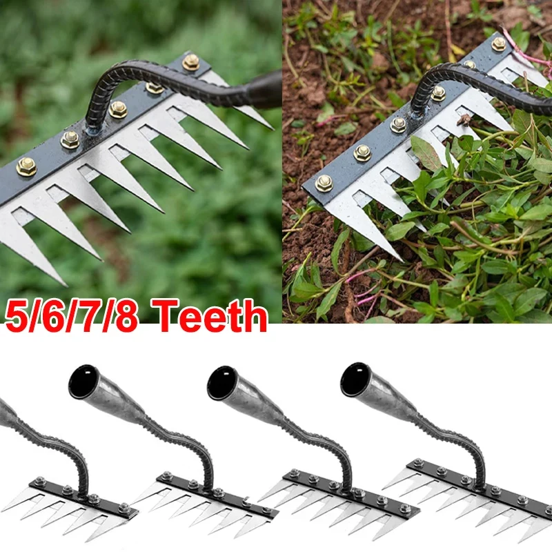 Hot-Selling 5/6/7/8 Tooth Iron Garden Hoes, Weeding Harrows, Agricultural Tools, Rakes, Loosening Soil And Nailing Harrows.