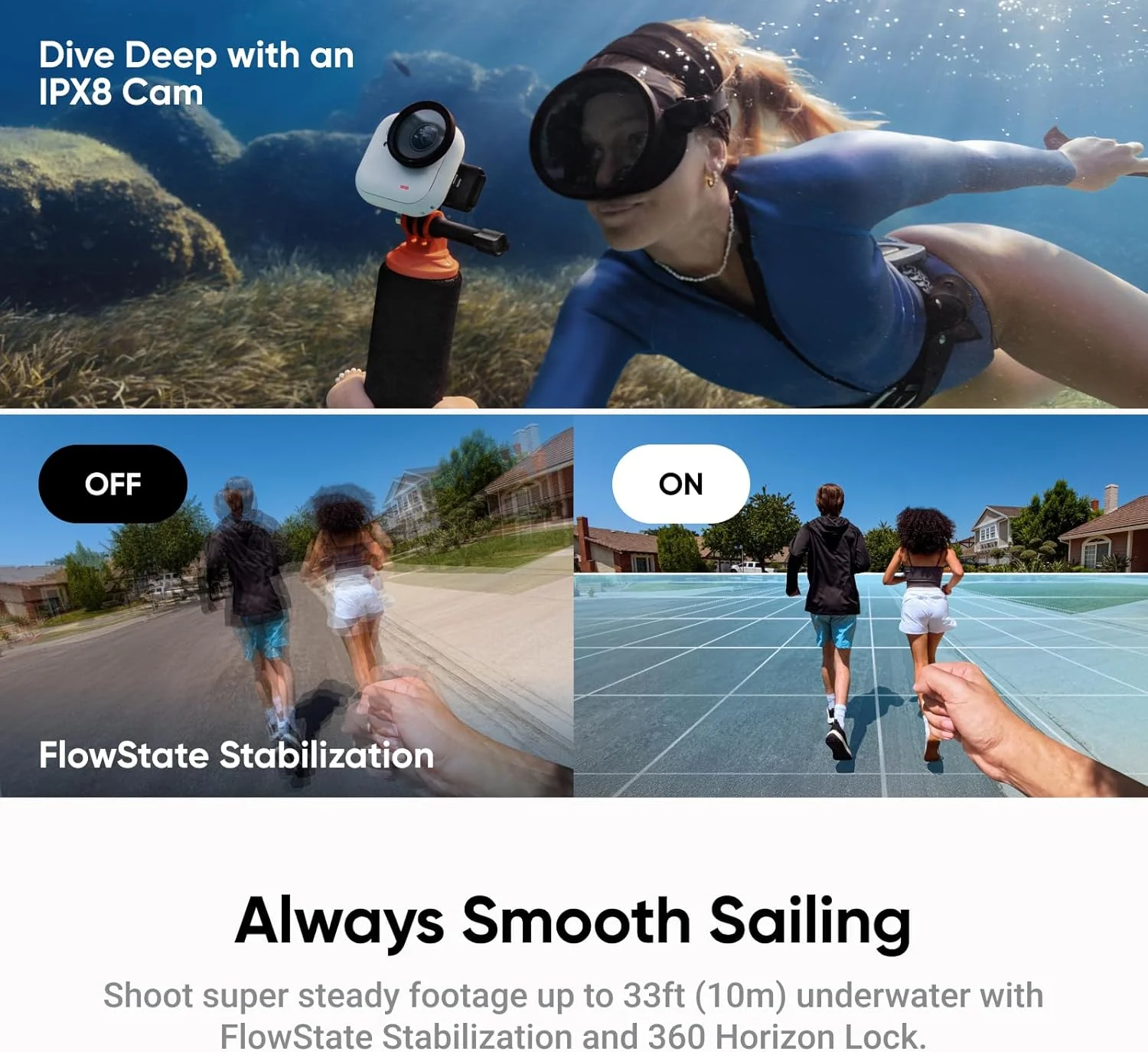 Cámara de acción Insta360 GO Ultra, ligera, POV, manos libres, 4K a 60fps Ultra-HD, estabilización magnética FlowState, Insta360 GO Ultra 9