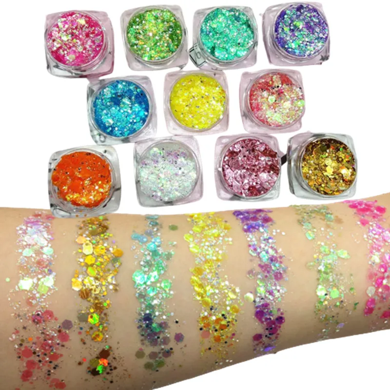 Glitter Eyeshadow Gel Makeup Nail Art Mermaid cekiny Shimmer Diamond Eye błyszcząca skóra wyróżnienia twarz ciało brokat