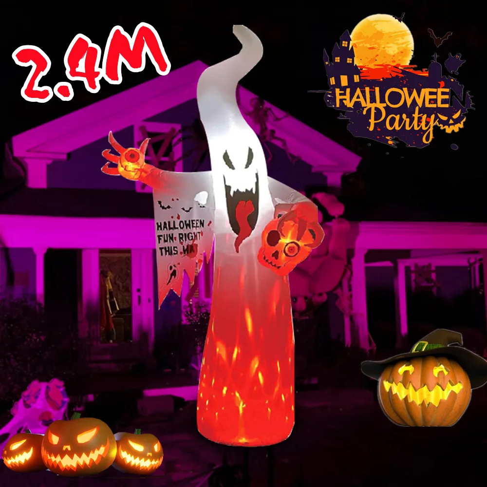 2.4 متر/8FT هالوين تضخيم مخيف شبح نموذج ديكور مع أضواء LED لجميع القديسين في الهواء الطلق ساحة حديقة الحديقة مخيف الديكور الدعامة #1