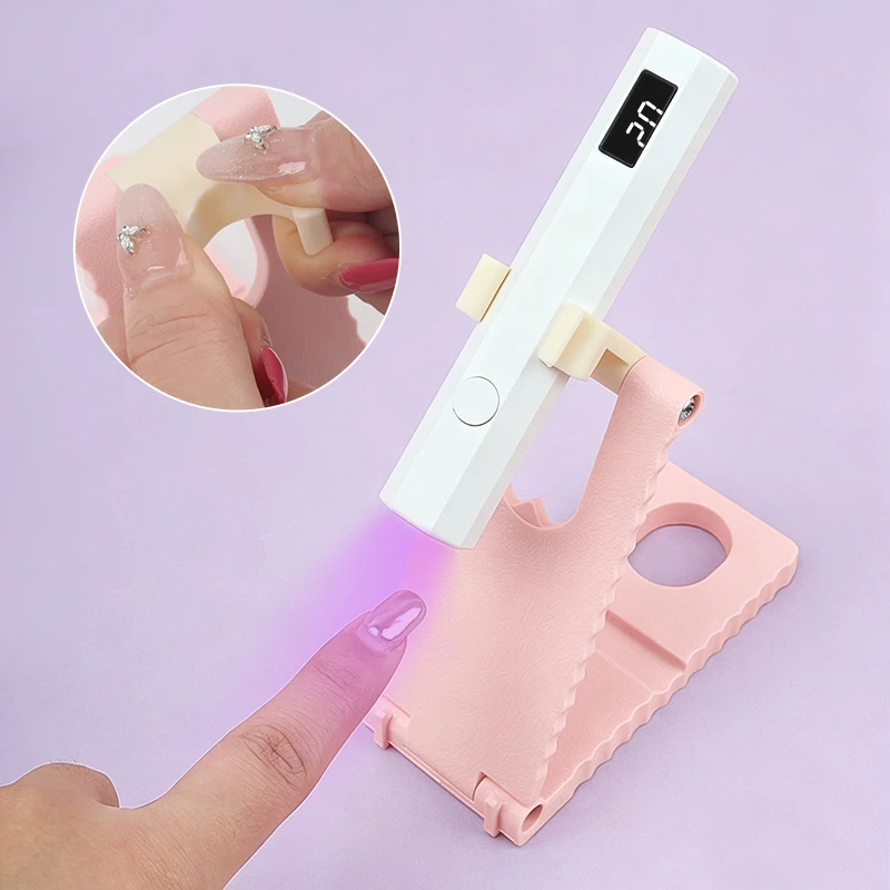 Digital Display Handheld Nail UV Lamp With Foldable Stand Rechargeable Mini Nail Gel Curing Light Portable Nail Art Dryer DIY