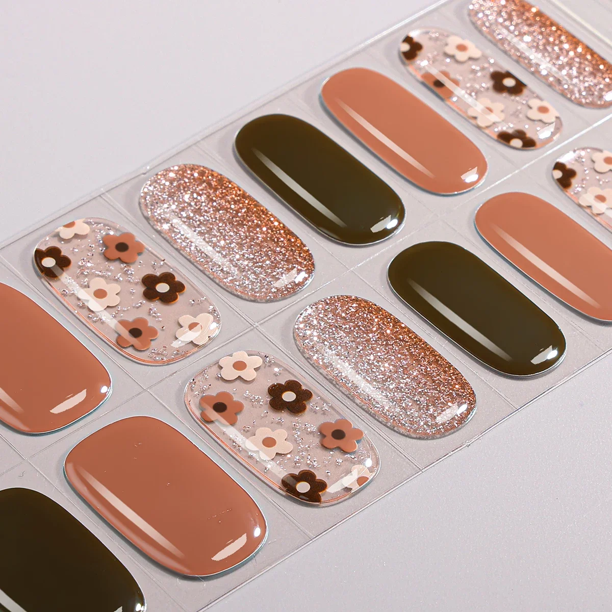 16 dicas francês semi curado gel tiras de unhas leopardo impressão de longa duração auto-adesivo gel unhas envolve cobertura completa uv adesivo de unhas