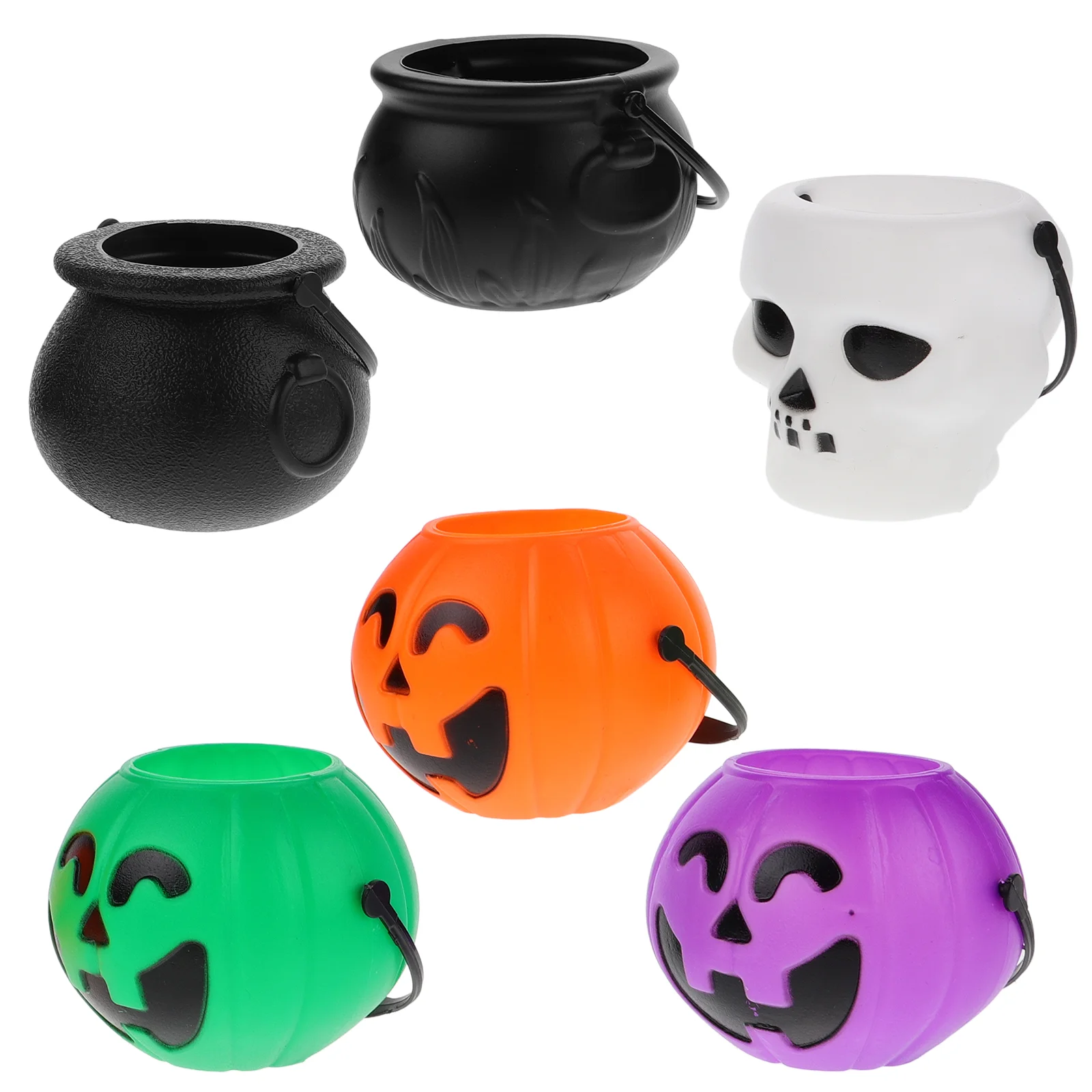 6 Pcs Halloween Candy Jar Creative Bucket Holder Containers Storage Snack Plastic Design