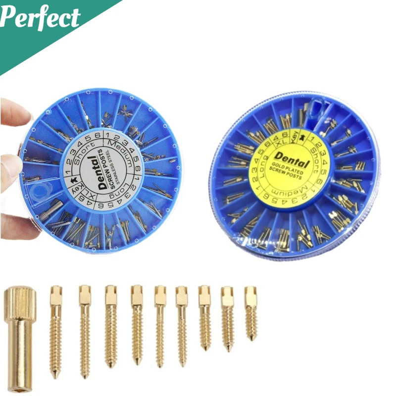 

120pcs/boxDental Stainless Steel Screw Post Gold Plated Titanium Screw Post Dental Materials for Dentist Tool Dentistry