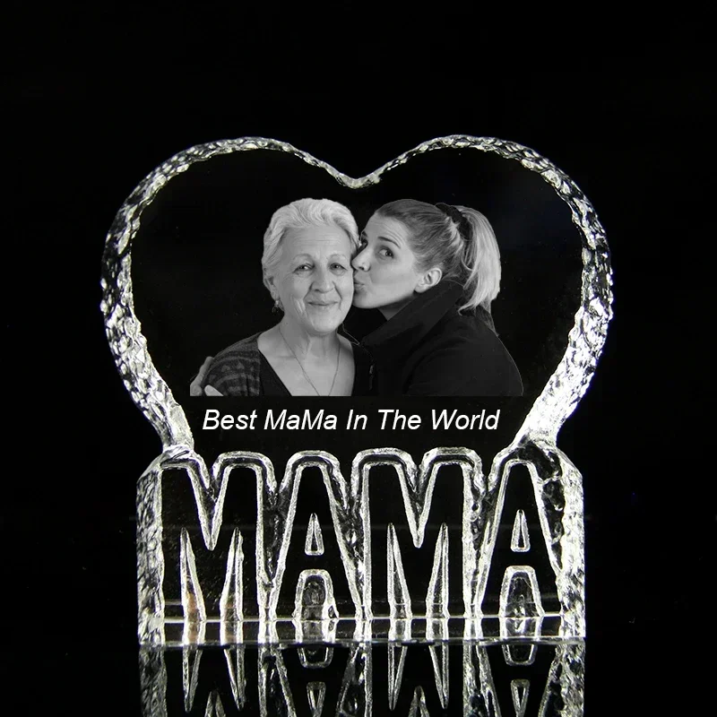 Custom Heart Shaped Crystal Photo Album Custom MAMA Frame Keepsake Special Gift for Mum Mother's Day Present Home Decor