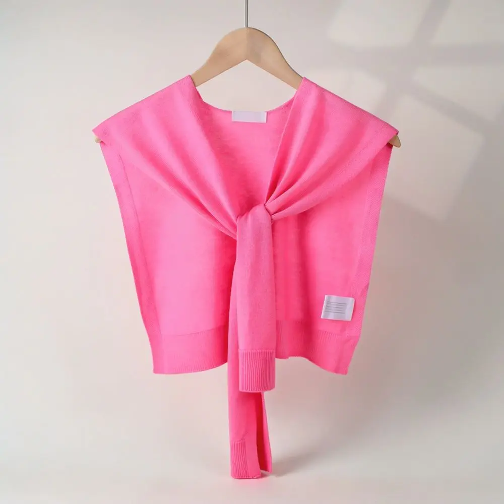 Solid Color Knitted Shawl Scarf For Women Soft Shoulder Wrap Korean Fashion Lightweight Cape Casual Daily Airy Poncho Top