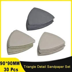 90*90*90MM Triangle Detail Sandpaper Set 30 Pcs 2500-4000 Grit Hook and Loop Silicon Carbide Sanding Pads for Polishing