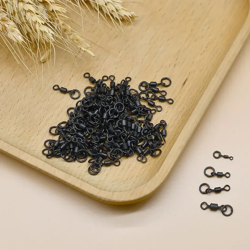 MNFT 50 Stück Micro Flexi Hakenwirbel 4 Größen, Karpfenangeln Mini Ringhakenwirbel, Terminal Angelzubehör – Detail 9