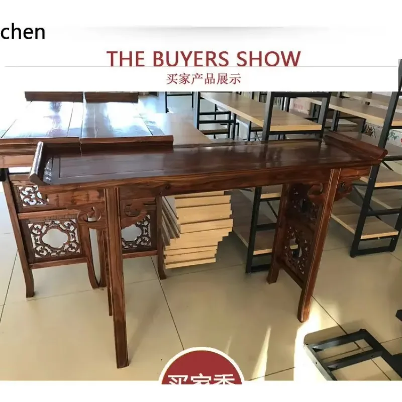 B6   chinoiserie solid wood casual buddha table antique carved entrance altar zen style altar elm god of wealth incense altar