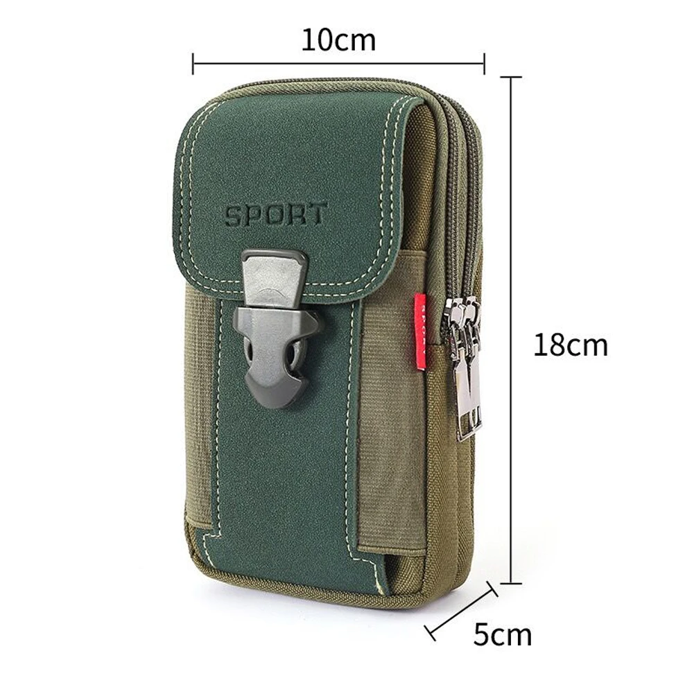 Riñonera de lona con bolsillo para la cintura para hombre, bolso para exteriores, monedero para teléfono móvil de negocios, bolsa para correr,