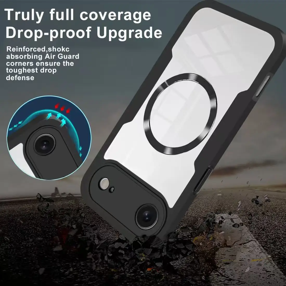 360 °   غطاء حماية مغناطيسي مقاوم للصدمات بتغطية كاملة لهاتف iPhone 17 Air 17 16 15 14 13 Pro Max Magsafe حافظة شحن لاسلكية