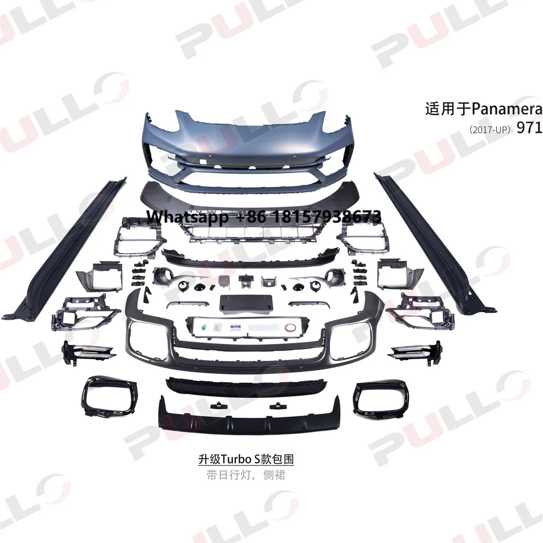 

Body Kit for Porsche Panamera 971 17-up Change to Turbo S Style Include Front Bumper with Grille Side Skirt Day Running Lights