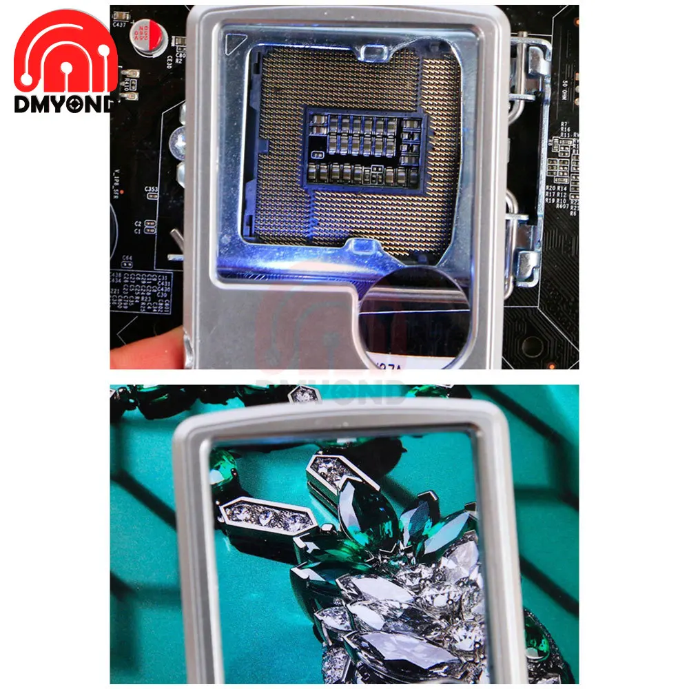 Portable Multifunctional Dual-Lens 3X 6X Magnifying Glass with LED Light Premium Quality Silver Card Type Magnifier For Reading