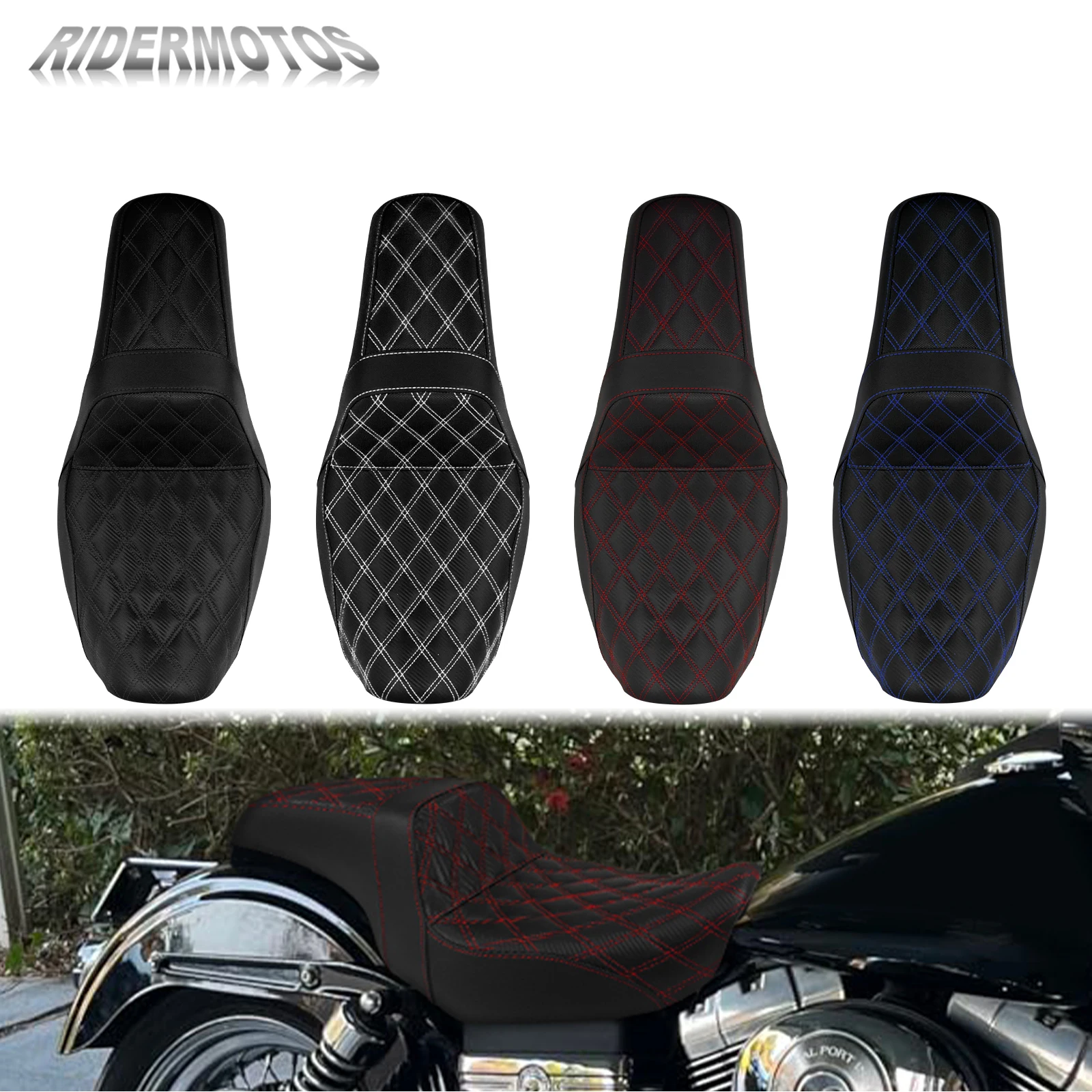 

Motorcycle Front Rear Seat Cushions For Harley Dyna Fat Bob FXDF Street Bob FXDB Super Glide 06-17 Two-Up Driver Passenger Seat