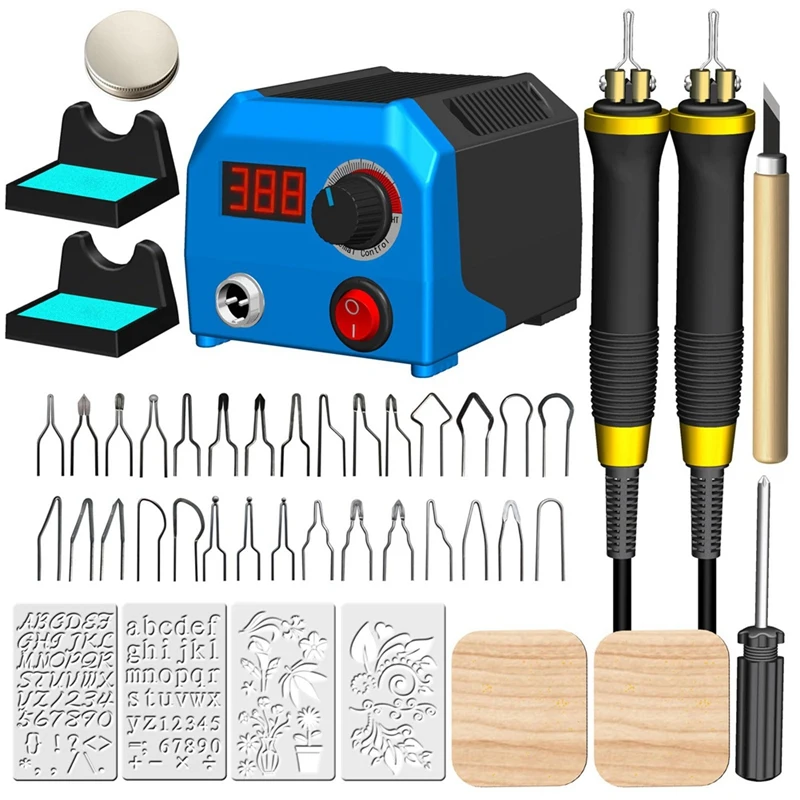 Wood Burning Kit, Wood Burner Tool Kit, Digitally Adjustable Temperature Wood Burner Kit, US Plug