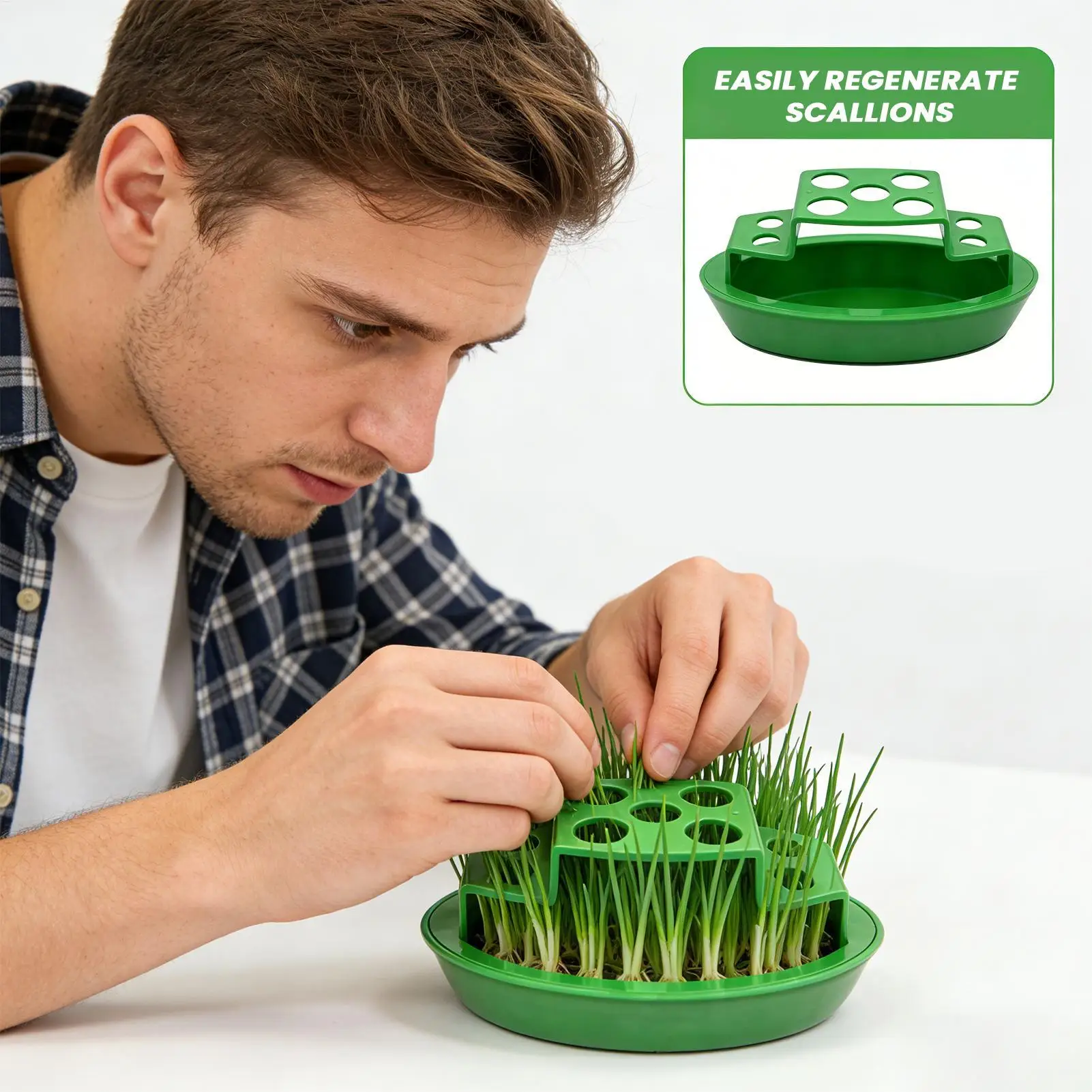 Green Onion Planter Hydroponic Growing Pot Regrow Scallion Kit For Kitchen Windowsill Balcony Vegetable Planting Container