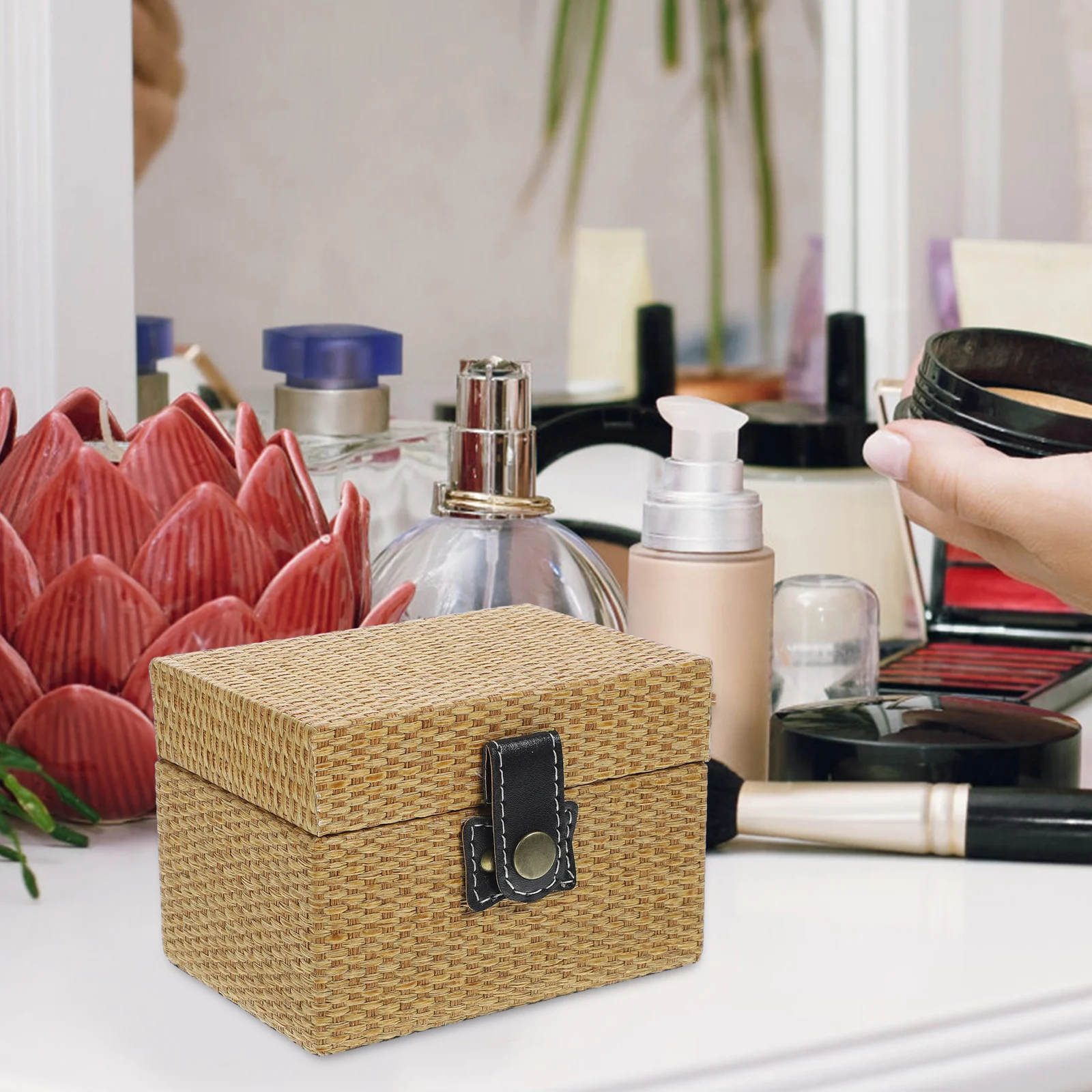 

Wooden Storage Box for Crafts Jewelry Organizer Case with Lid Vintage Trinket Box Keepsakes Display Container Sundries Holder