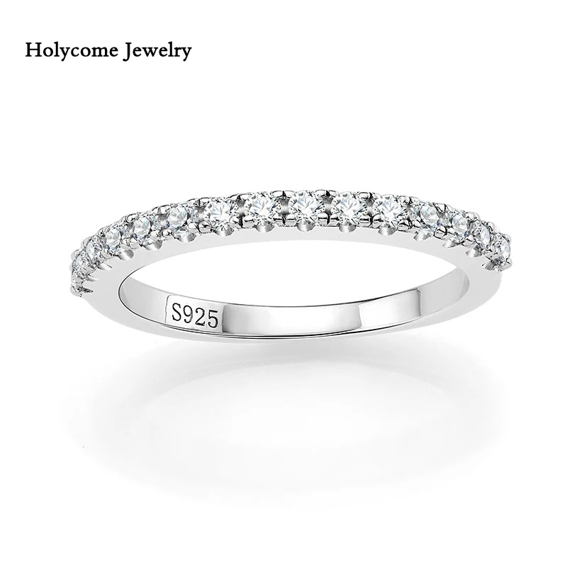 Holycome 925er Sterlingsilber-Moissanit-Ring, Weißgold, runde weibliche Krone, einzelner Schwanzring, Schmuck, Hochzeit, Diamant für Mädchen – Detail 9