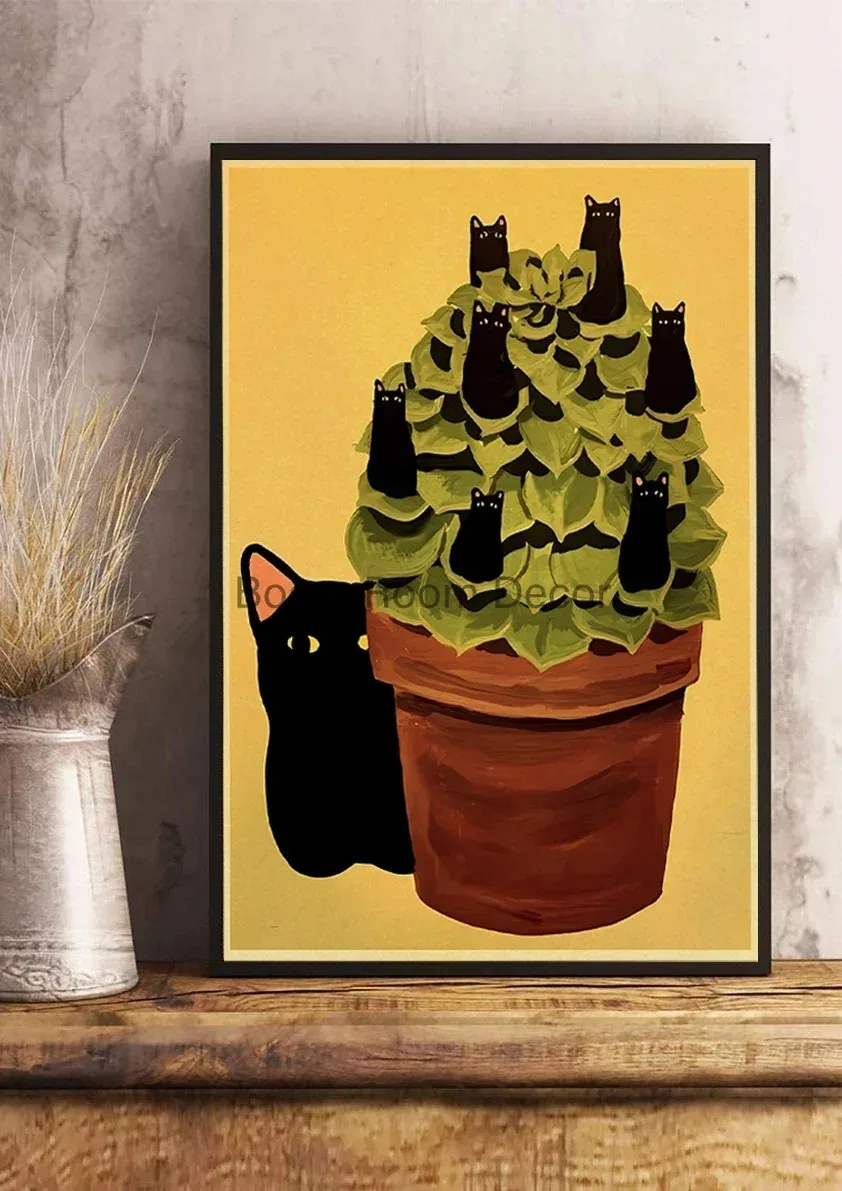 Fun And Cute Lover Cat Paper Posters And Wall Art Canvas Painting Poster Decor Living Room home decoro