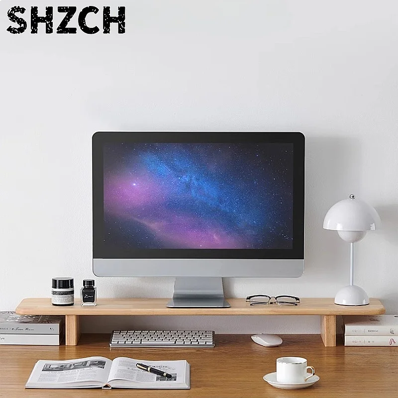 Computer Monitor Stand Riser Wooden Desk Organizer Ergonomic Height Increase Rack Laptop Storage Shelf