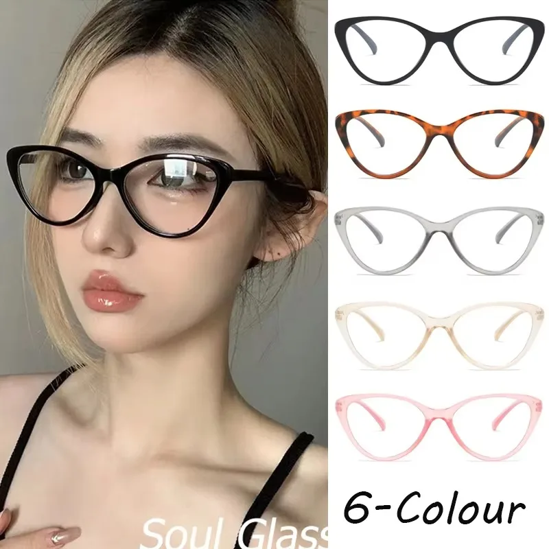 Fashion Transparent Computer Glasses Cat Eye Frame Women Men Anti Blue Light Eyewear Optical Lens Spectacle Eyeglasses