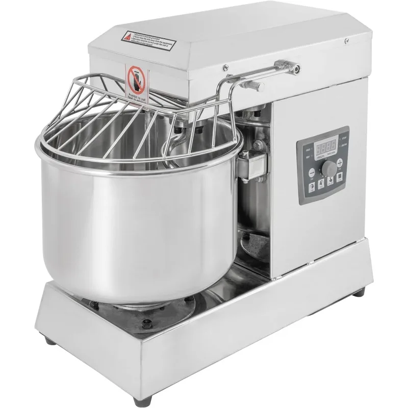 Lebensmittelmixer, 10,5 Qt Kapazität, 1 kW doppelt rotierende Teigknetmaschine mit Edelstahlschüssel, Sicherheitsschild inkl