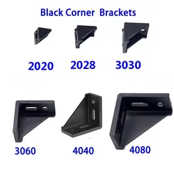 5pcs/10PCS Black 2020 2080 3030 3060 4040 4080 Corner Bracket Aluminum Profile Fitting Angle Aluminum Connector EU Standard CNC
