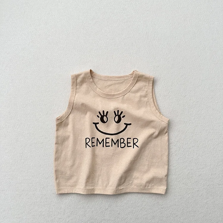 2023 sommer Neue Kinder Ärmellose T Shirts Niedlichen Cartoon Druck Jungen Lose Beiläufige Weste Baby Mädchen Dünne Baumwolle Tops Kinder Kleidung