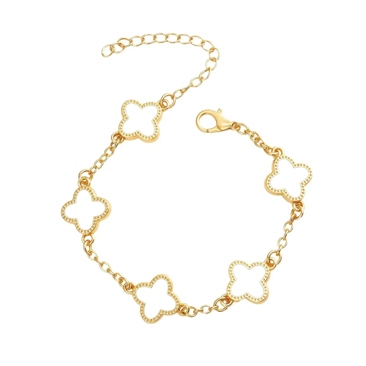 العالمي الرجال النساء أربع أوراق البرسيم المفتوحة اليد سوار الحب القلب مجوهرات المألوف سبيكة ورقة تصميم لجميع المناسبات #5