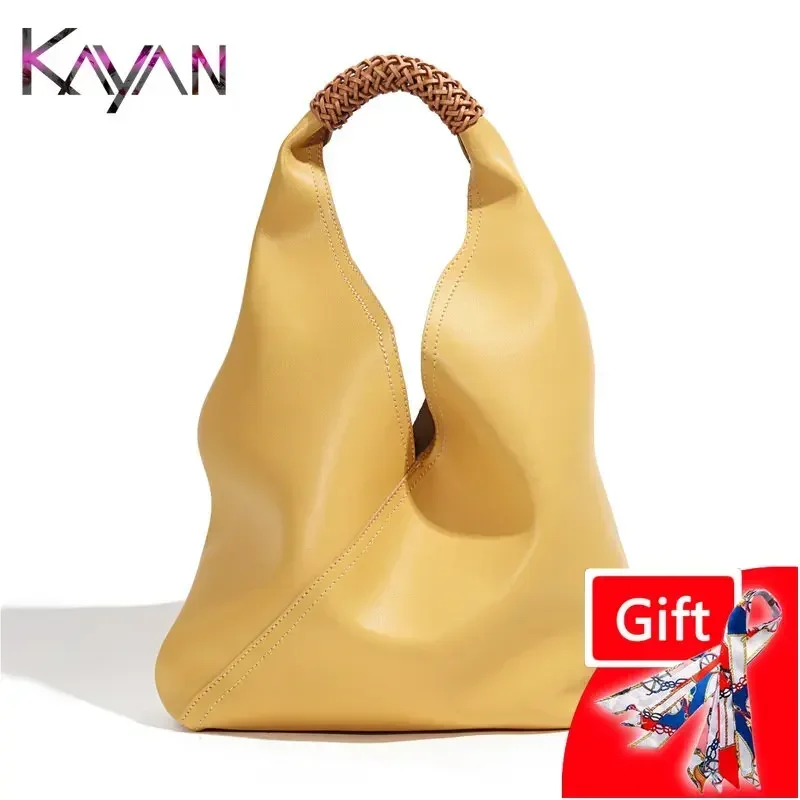 Cowhide Women\'s Handbag Soft Leather Shoulder Bag for Women Large Capacity Female Handbag Tote Ladies Bag Hobo Bucket