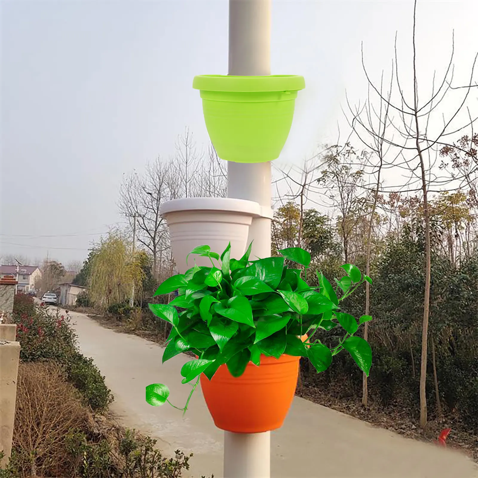 

3 pcs Pipeline Flower Pot Durable Plastic Material Creative Design Hanging Basket Craft Ornament Plants Decor Balcony Garden